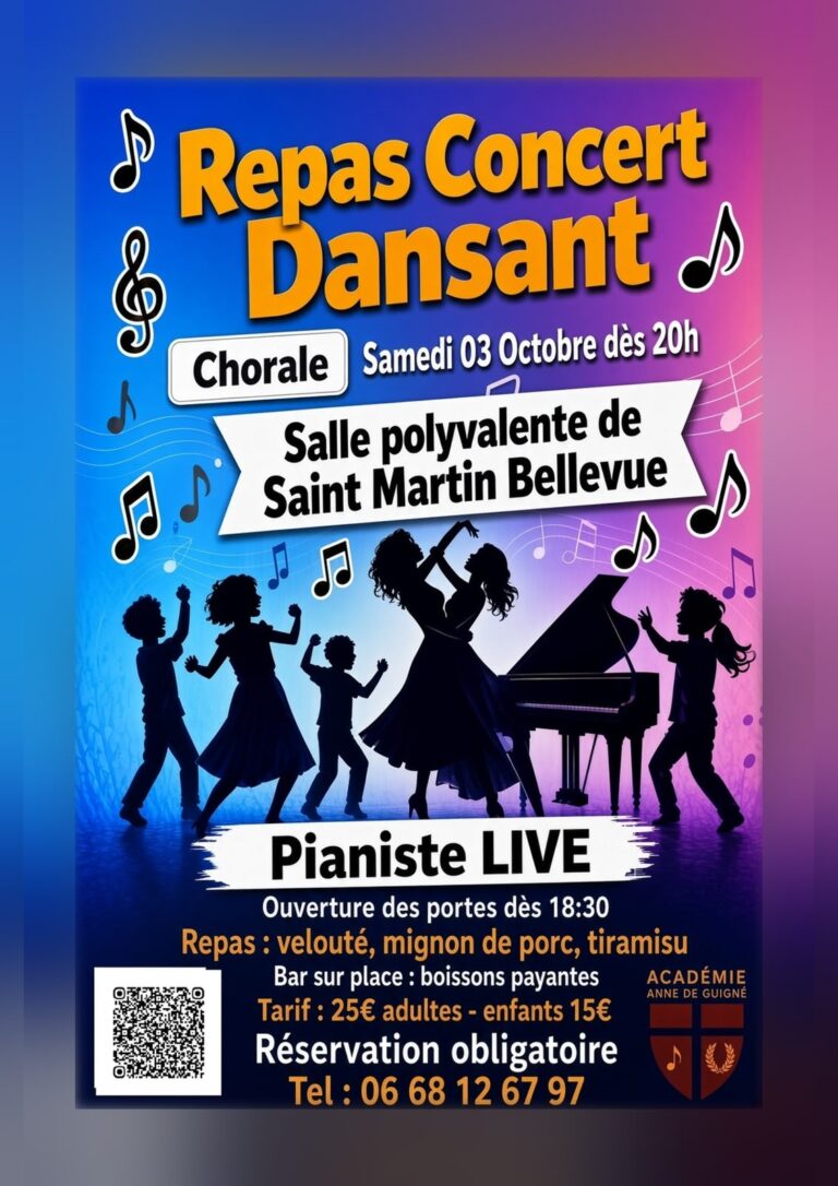 Les écoliers, collégiens et lycéens de l&rsquo;Académie Anne De Guigné organisent un repas concert dansant exceptionnel le samedi 03 octobre!